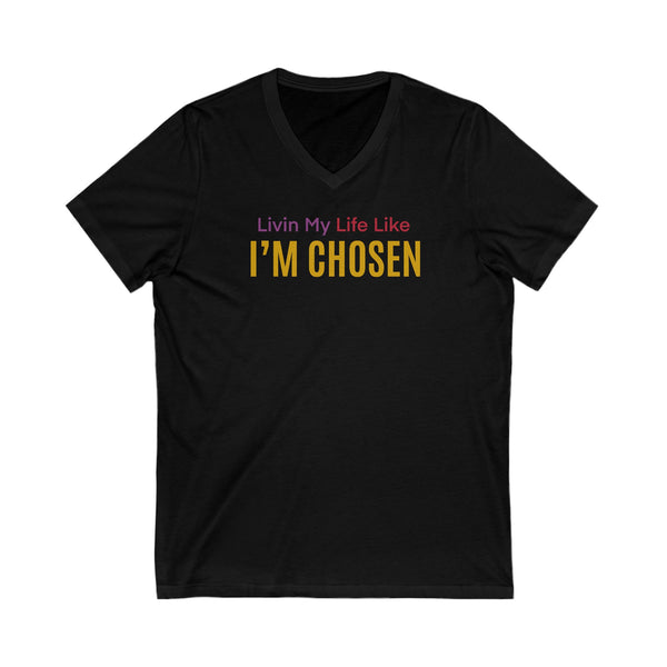 Free Shipping in the US "Livin Chosen" Jersey Short Sleeve V-Neck Tee (Multi-Color)