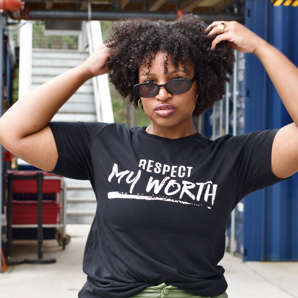Free Shipping in the US - Respect My Worth (Black) Jersey Short Sleeve Tee